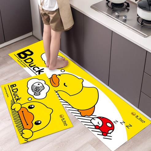 알럽홈 큐트 카툰 스트립 홈 키친 논슬립 바닥 매트, TYPE9