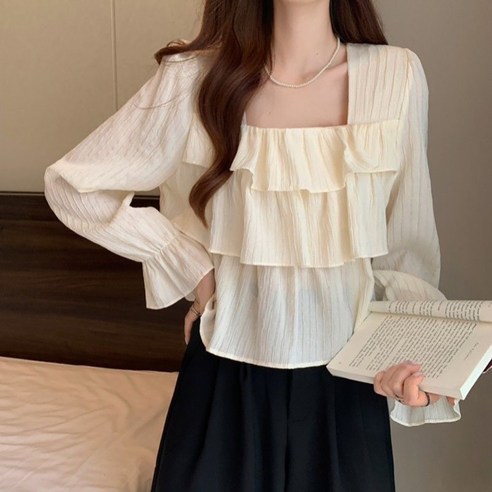 마켓에이 여성용 러블리 프릴 블라우스 마켓에이 여성용 러블리 프릴 블라우스