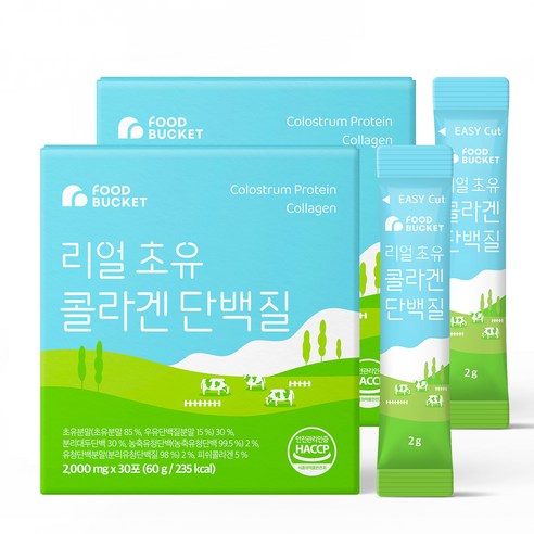푸드버킷 리얼 초유콜라겐 단백질, 2g, 60개