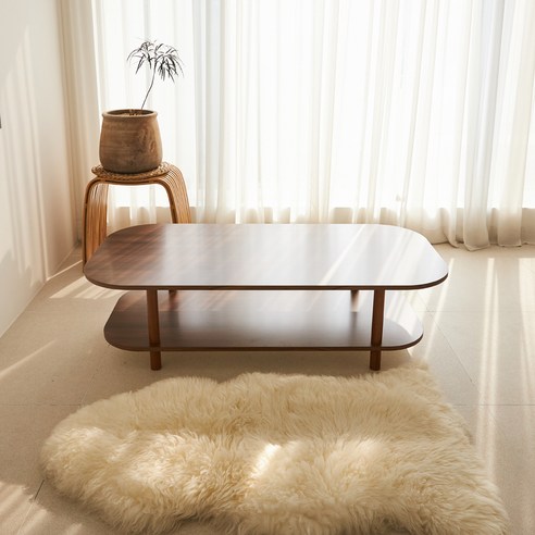 스토리퍼니쳐 하모니 오버라운드 Basic 2단 쇼파 테이블 1200 x 600 x 330 mm, 콜롬비아월넛 + 월넛