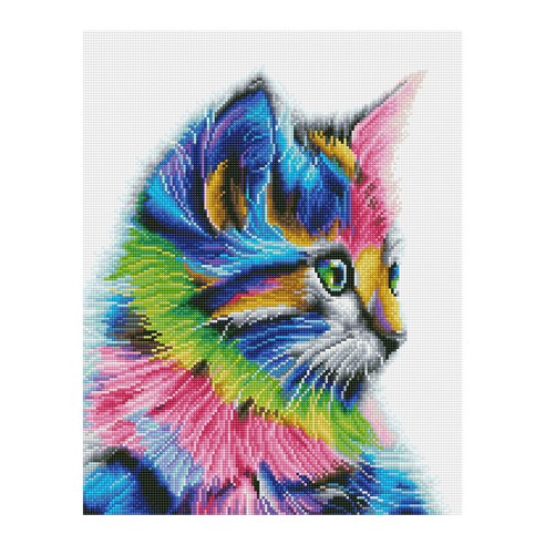 아이러브페인팅 DIY 보석 십자수 무지개 고양이, 혼합색상, 1개