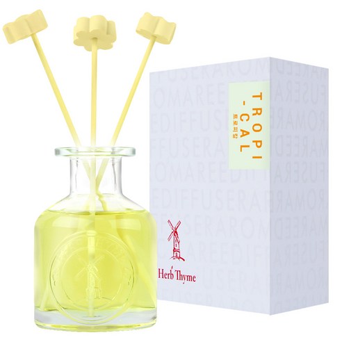 허브타임 NEW 실내용 디퓨저 130ml + 플라워 석고 랜덤발송 4p + 섬유스틱 5p 선물세트, 트로피칼, 1개