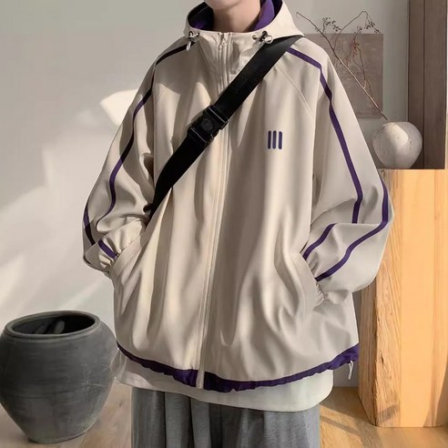 남성용 DM 하이넥 아웃도어 바람막이 점퍼
