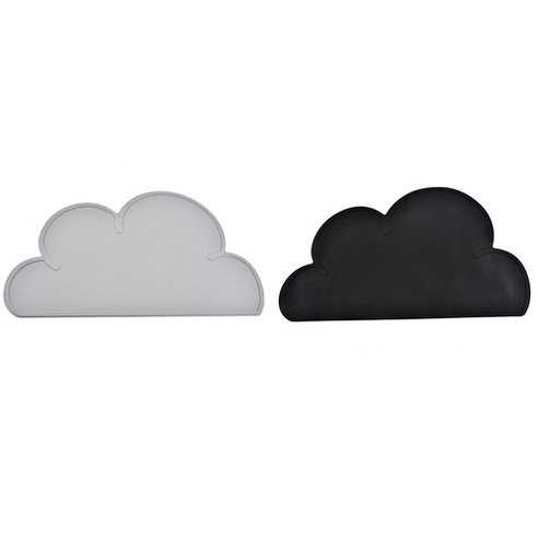 파라다이소 클라우드 실리콘 구름 플레이스 테이블매트 2종 세트, 그레이, 블랙, 48 x 27.5 cm