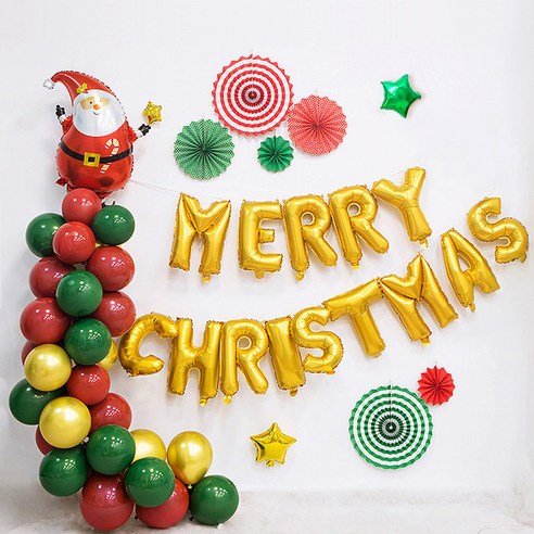 와우파티코리아 배불뚝이 산타와 풍선기둥 크리스마스 장식 세트, 혼합색상, 1세트