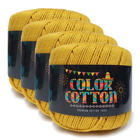 니뜨 컬러코튼 뜨개실 50g x 4p, 6 머스타드