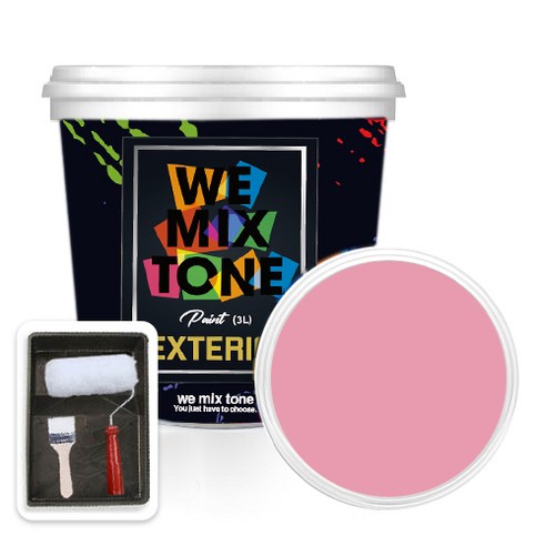 WEMIXTONE 외부용 EXTERIOR 페인트 3L + 붓 + 로울러 + 트레이 세트, WMT0537P01(페인트)