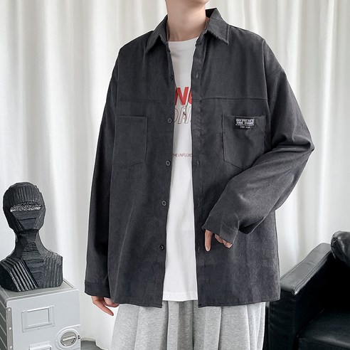 마켓A 남성용 코듀로이 오버핏 셔츠
