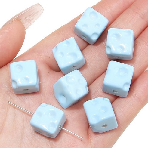 알로데 스퀘어 치즈 글로시 큐브 DIY 비즈 14 x 14 mm 5p, B07 스카이, 5개