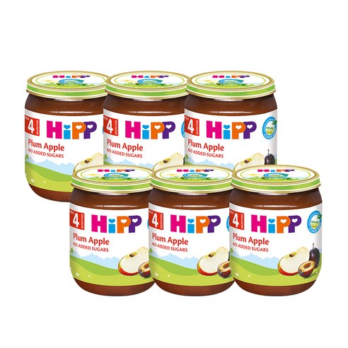 힙 유기농 과일 병이유식 125g, 자두 + 사과 혼합맛, 6개