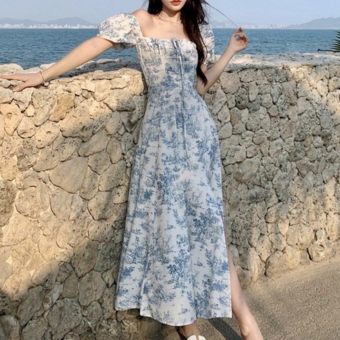 아이엠몽 여성용 포리트 오프숄더 옆 트임 휴양지 롱 원피스