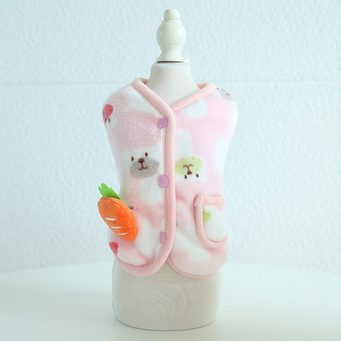 Itemtrade 반려동물 귀엽고 보드라운 조끼, 05 핑크곰