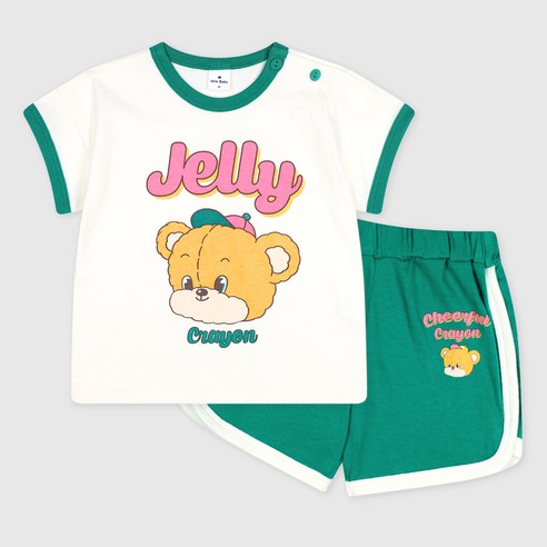 MilkBaby 아동용 베베로로 여름 상하복 세트 130, 130, 색상, 그린 섬네일