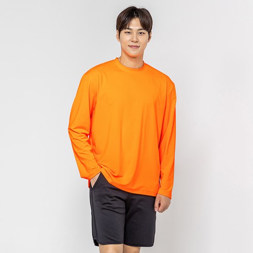 남성용 보나 오버핏 긴팔티 래쉬가드, 오렌지