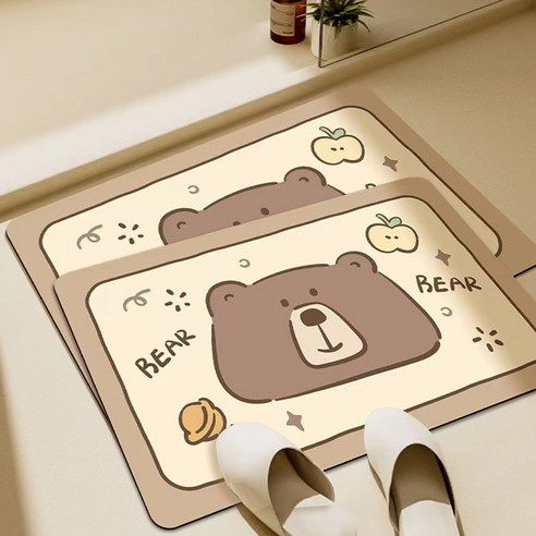 마이바스 논슬립 규조토 발매트 2p, 곰돌이, 2개
