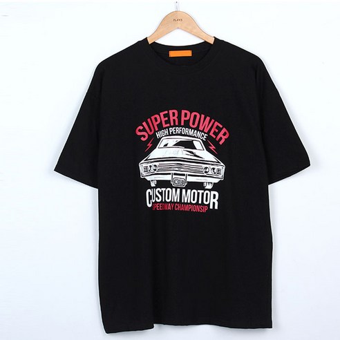 플레이즈 남성용 SUPER POWER 레터링 반팔 티셔츠