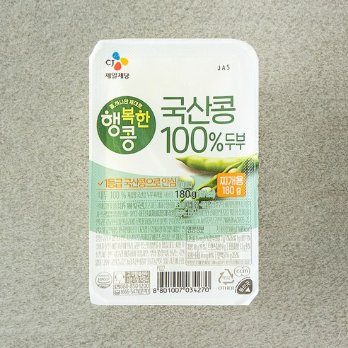 행복한콩 국산콩 두부 찌개용, 180g, 1개
