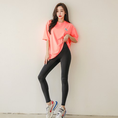 여성용 오버핏 루즈핏 래쉬가드 상하의세트 BEPE7204