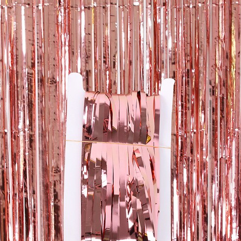 마켓에이 파티장식 수술 은박 커튼 1 x 3 m, 로즈골드, 3개