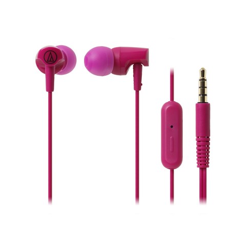 오디오테크니카 팝컬러 다이나믹 인이어 이어폰, ATH-CLR100iS, 핑크