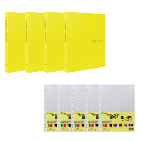에코청운 에코 미니 바운더 3공 A4 + 내지 100p, 노랑, 1세트