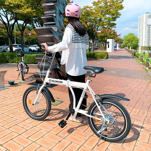옐로우콘 시티즌 접이식 자전거 (85% 조립배송), 시티즌 화이트, 147cm, 1개