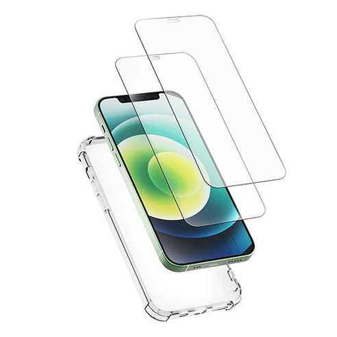 신지모루 범퍼강화 4DX 에어팁 젤리 휴대폰 케이스 + 강화유리 액정보호필름 2p, 1세트