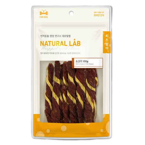 네츄럴랩 강아지 치즈말이 간식, 소고기, 100g, 1개
