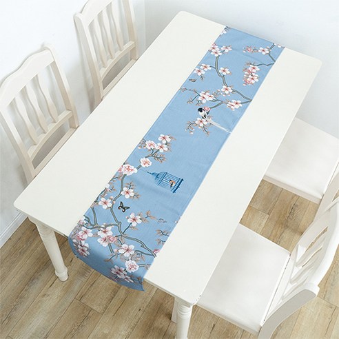 PDS홈 섬세한 플라워 그림 고풍스러운 테이블 러너, 32 x 290 cm, 01