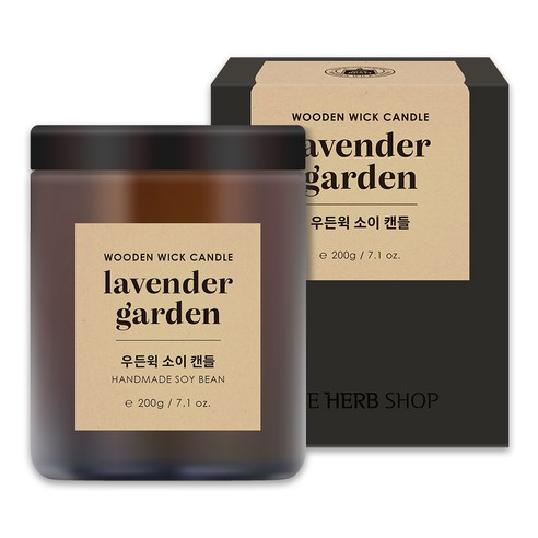 더허브샵 우든윅 소이캔들 200g, 라벤더가든, 1개
