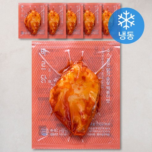 바르닭 소스품은 닭가슴살 떡볶이맛 (냉동), 100g, 6팩