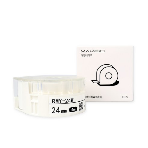 로드메일코리아 MAKEiD 라벨테이프 라벨지 24mm, 흰색바탕 + 검정글씨(RMY-24W), 4m