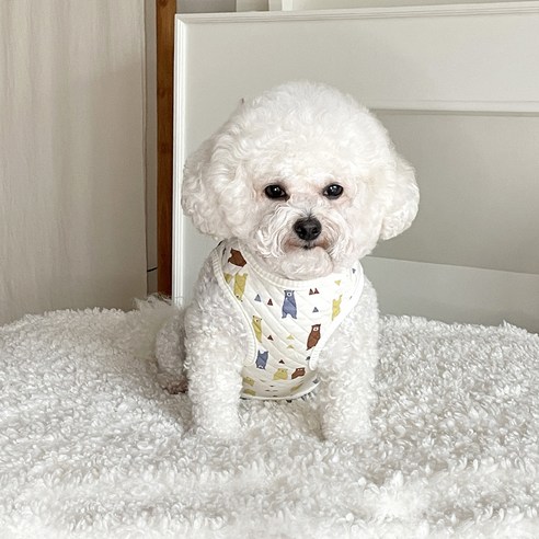 바이담수미 강아지 방울곰 누빔 조끼, 아이보리