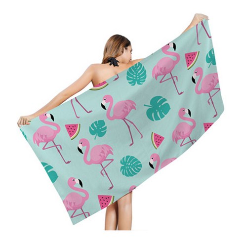 핑크 플라밍고 패턴 비치타월 70 x 35 cm, 06, 1개