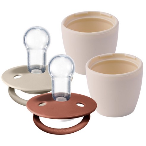 BIBS 디럭스 실리콘 쪽쪽이 2종 + 화분캡 2p 세트, 0세~3세, 1개, 아이보리(화분캡), 바닐라, 믹스우드척(쪽쪽이)