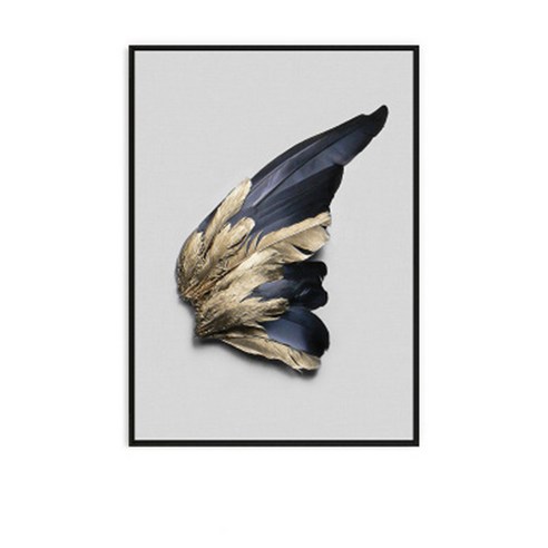 세뇨르킴 날개 깃털 현대 인물 벽 인테리어 캔버스 액자 골드블랙