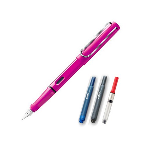 LAMY 사파리 만년필 컨버터 세트, F, 만년필(핑크), 케이스(랜덤발송), 1세트