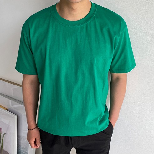 머시따 남성용 20수 무지 라운드 반팔 티셔츠