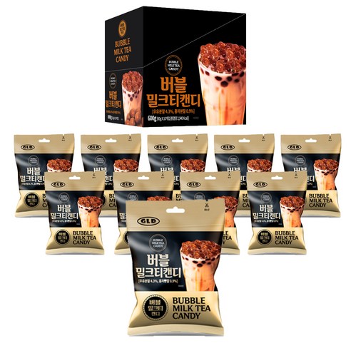 글로델 버블 밀크티 캔디, 60g, 10개