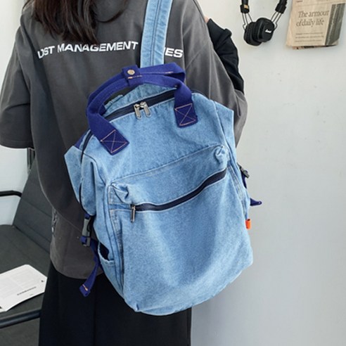 캐주얼 뉴트로 데님 백팩