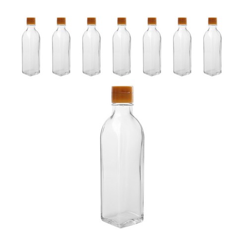 투명사각 오일병 소캡골드캡, 8개, 180ml