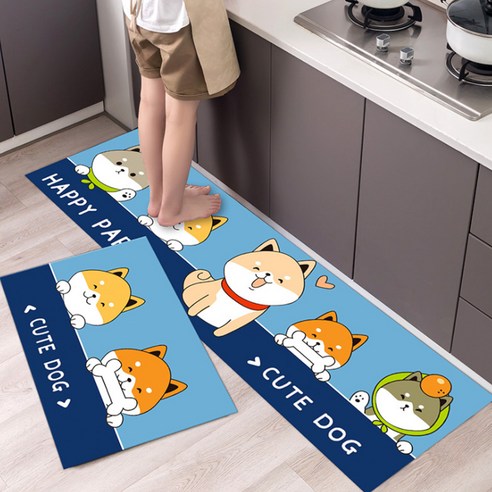 알럽홈 큐트 카툰 스트립 홈 키친 논슬립 바닥 매트, TYPE2