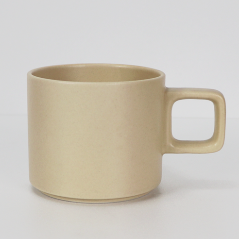 해피정코리아 스퀘어 머그컵 300ml, 베이지, 1개