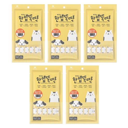 고양이 짜먹는 한입뚝딱 간식 12g x 5p, 닭고기 + 연어 혼합맛, 60g, 5개