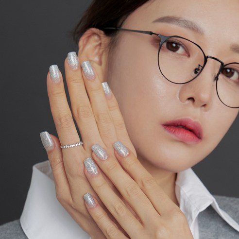 붙이는 젤네일 블링온 스티커, 1개, 오로라실버