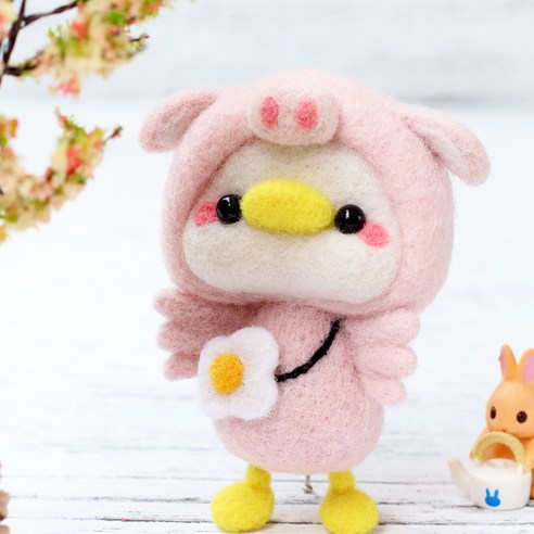 아트조이 DIY 양모펠트 키트, 1세트, 돼지오리