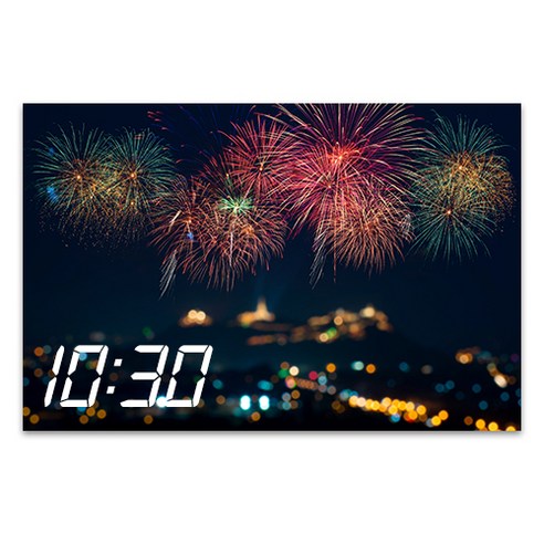 홈마인 LED 시계 캔버스 프린팅 액자 시리즈 불꽃놀이 LED 시계 600 x 400 mm, 36