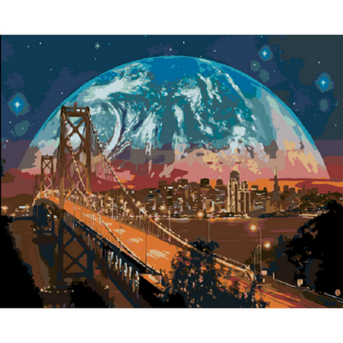 모모픽스페인팅 DIY 명화 그리기 세트 40 x 50 cm, 1개, 슈퍼문