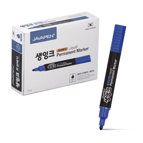 자바펜 생잉크 유성 매직 12p, 파랑, 1개
