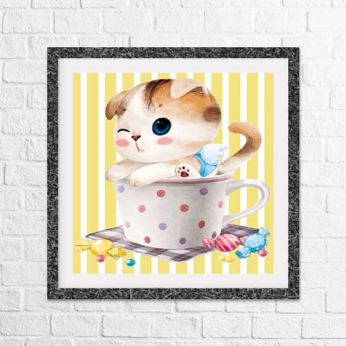원더로우플레이스 보석십자수 DIY 키트, A04 큐트냥이3, 1세트